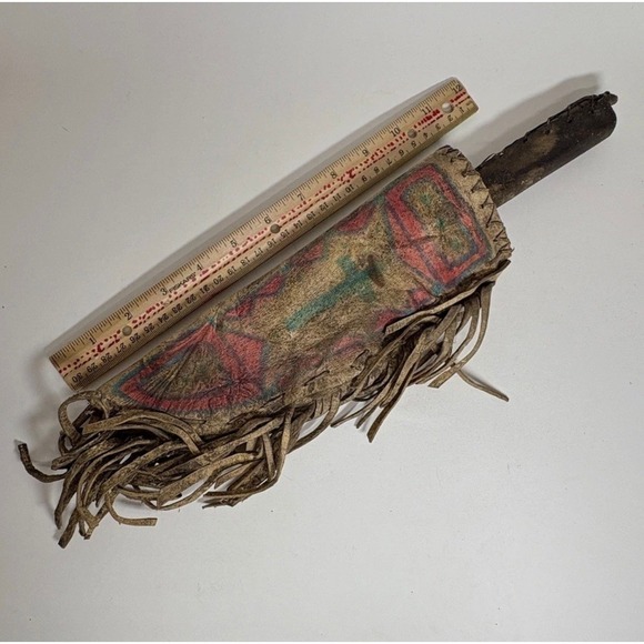 Antique Plains Indian Native American Parfleche Knife & Sheath Hand Painted - Picture 1 of 12